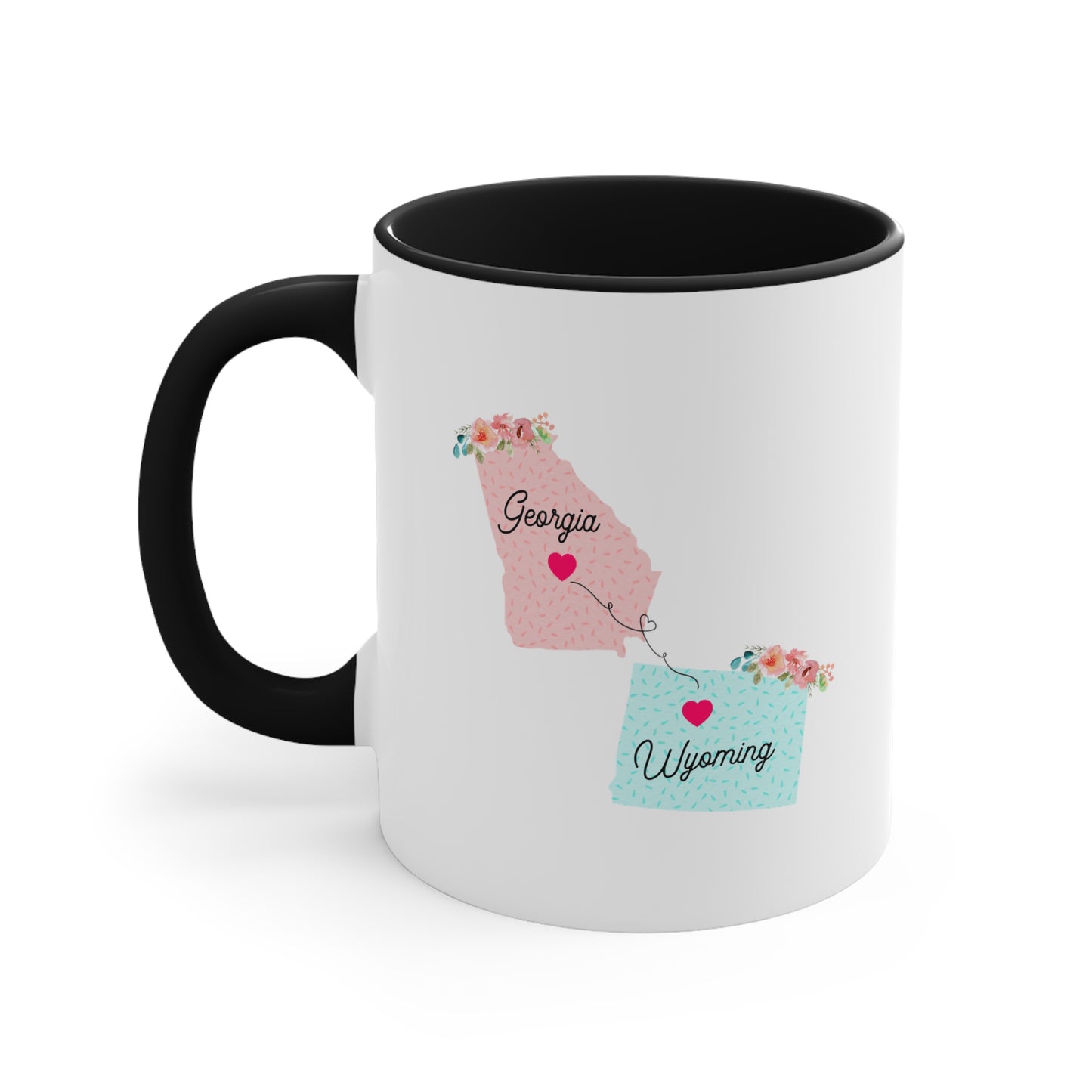 Long Distance Family Coffee Mug - Georgia & Wyoming Design | Moving Away Gift