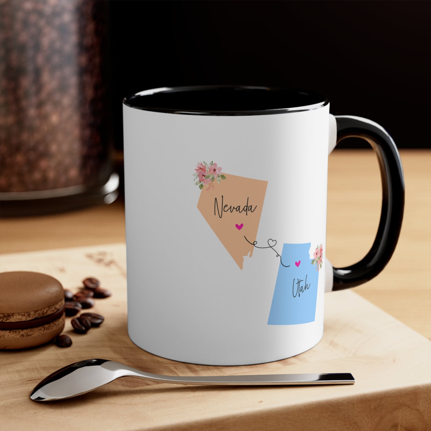 Nevada Utah Coffee Mug - Love Between States Design | Moving Away Gift