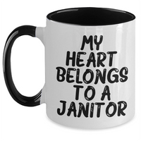 Load image into Gallery viewer, Funny Janitor Quote Two Tone Coffee Mugs, Gifts from Men for Janitors, Father's Day Unique Gifts, My Heart Belongs To A Janitor, Janitor Appreciation - Main
