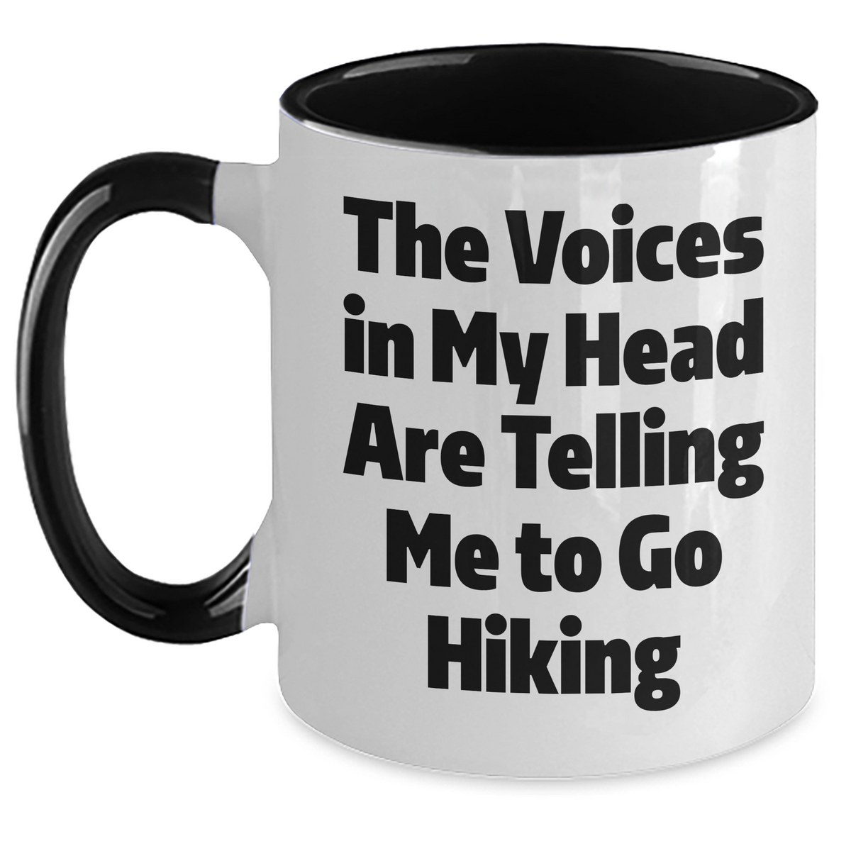 Funny Hiking Gifts for Men, Two Tone Coffee Mug with 'The Voices In My Head Are Telling Me To Go Hiking' Quote, Gifts from Dad on Father's Day - Main