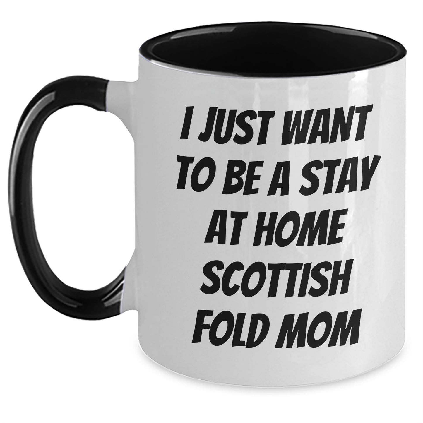Funny Scottish Fold Cat Mom Mugs, Gifts from Mom to Dad, Stay at Home Scottish Fold Cat Mom, Two Tone Coffee Mug, Father's Day Unique Gifts, Gifts for Scottish Fold Cat Lovers - Main
