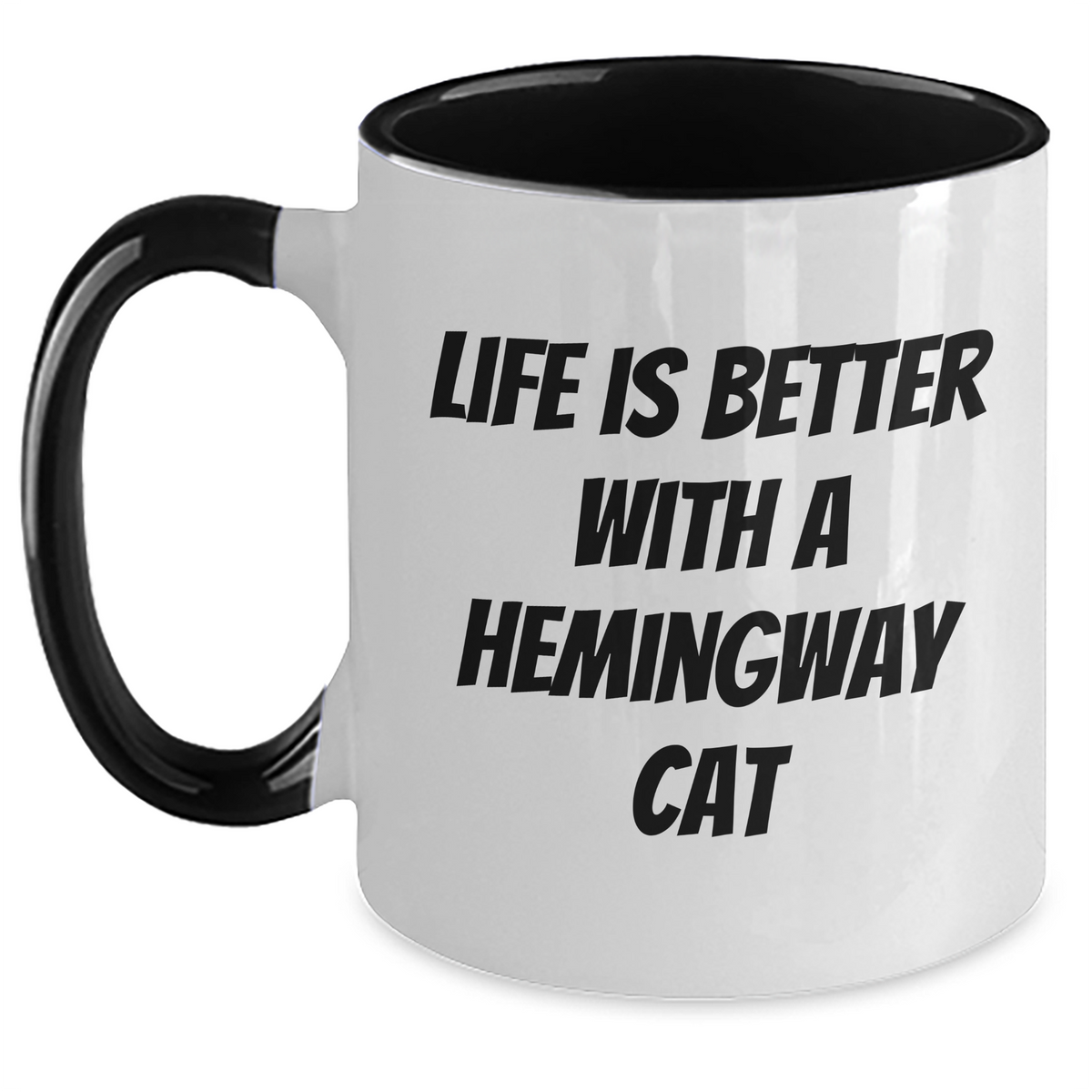 Funny Hemingway Cat Gifts for Men, Life is Better with a Hemingway Cat, Two Tone Coffee Mug for Father's Day - Main