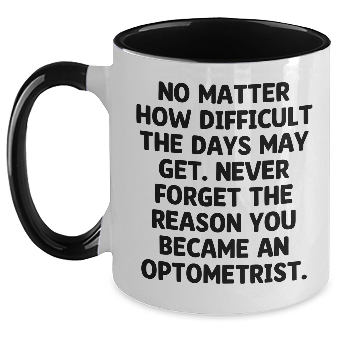 Optometrist Gifts from Friends, Inspirational Two Tone Coffee Mug for Graduation, Never Forget the Reason You Became, Perfect for Optometrist Men - Main