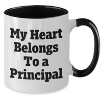Load image into Gallery viewer, Funny Principal Gifts from Men to Friends - My Heart Belongs To A Principal Two Tone Coffee Mug, Perfect for Father&#39;s Day - Additional
