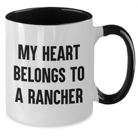 Load image into Gallery viewer, Funny Rancher Gifts from Friends - My Heart Belongs To A Rancher Two Tone Coffee Mug for Dad on Father&#39;s Day - Additional
