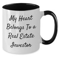 Load image into Gallery viewer, Funny Real Estate Investor Gift from Family, &#39;My Heart Belongs To A Real Estate Investor&#39; Two Tone Coffee Mug for Dad on Father&#39;s Day - Additional
