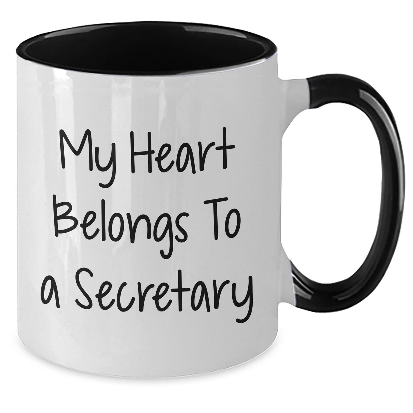 Funny Secretary Quotes, My Heart Belongs To A Secretary, Two Tone Coffee Mugs, Gifts from Men, Gifts for Secretary, Father's Day Unique Gifts - Additional