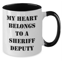Load image into Gallery viewer, Funny Sheriff Deputy Gifts - My Heart Belongs To A Sheriff Deputy Two Tone Coffee Mug, Gifts from Family to Sheriff Deputy, Father&#39;s Day Unique Gifts - Additional
