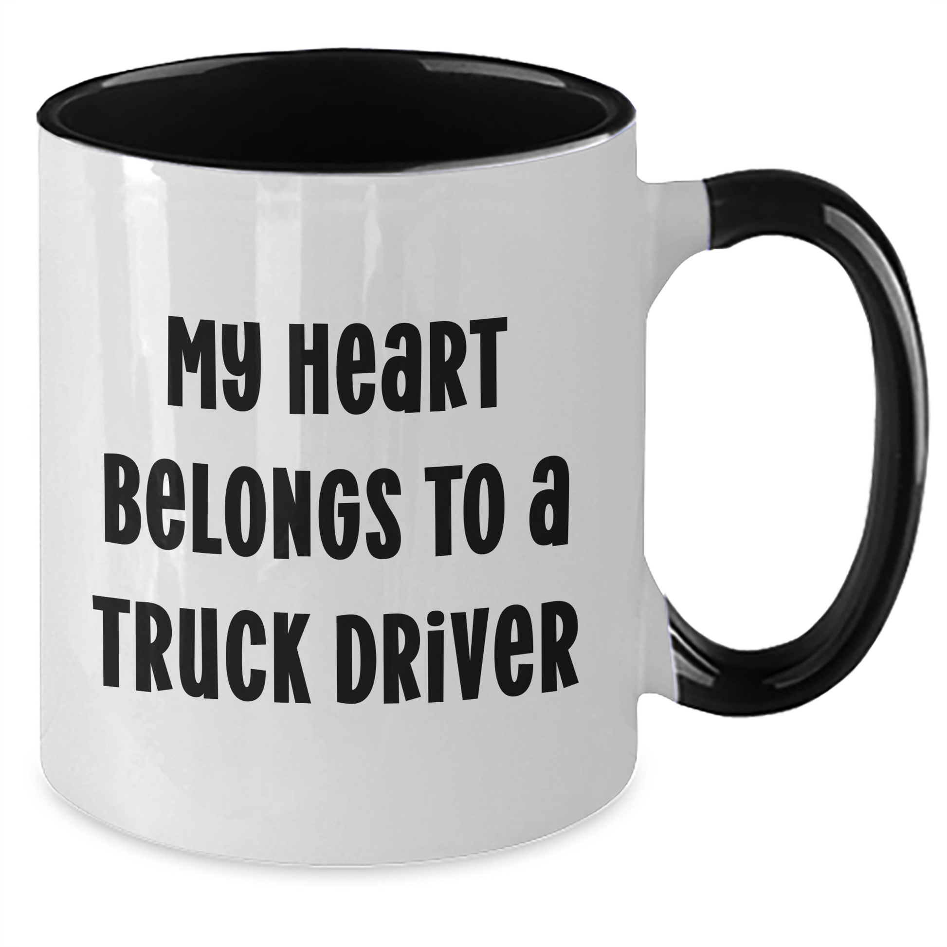 Funny Truck Driver Gifts from Women to Men - My Heart Belongs To A Truck Driver Two Tone Coffee Mug, Father's Day Unique Gifts for Truckers, 11oz Ceramic Mug - Additional