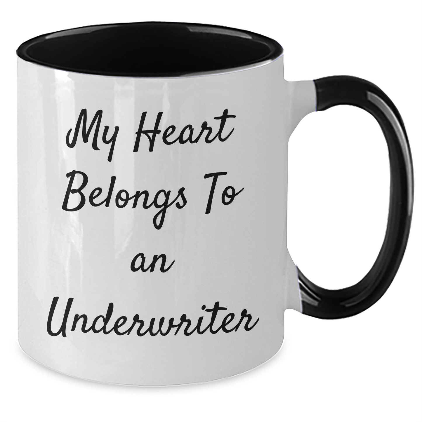 Funny Underwriter Gifts - My Heart Belongs To An Underwriter Two Tone Coffee Mug, Gifts from Men to Underwriter, Unique Father's Day Unique Gifts for Underwriter - Additional