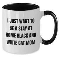 Load image into Gallery viewer, Funny Black and White Cat Mom Gifts, I Just Want To Be A Stay At Home Black And White Cat Mom, Two Tone Coffee Mug, Father&#39;s Day Unique Gifts from Men to Black and White Cat Lovers - Additional
