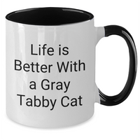 Load image into Gallery viewer, Funny Gray Tabby Cat Gifts for Men from Dad, Life is Better with Gray Tabby Cat Two Tone Coffee Mug for Father&#39;s Day - Additional
