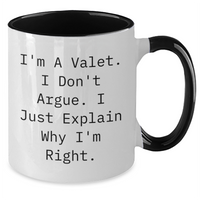 Load image into Gallery viewer, Valet Funny Quote Two Tone Coffee Mug Gifts for Men from Friends, Coworkers, Family, and More - Additional
