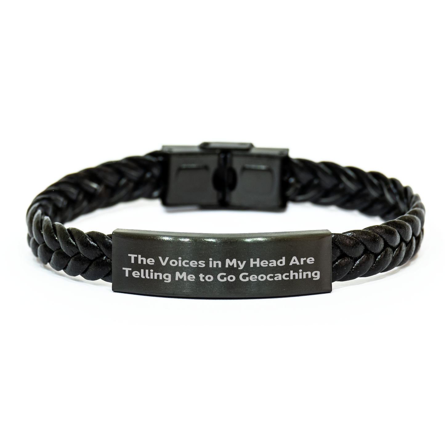 Geocaching Adventure Awaits, Funny Quote Interlaced Leather Bracelet, Gifts for Geocaching Men, Father's Day Unique Gifts from Family - Image 1
