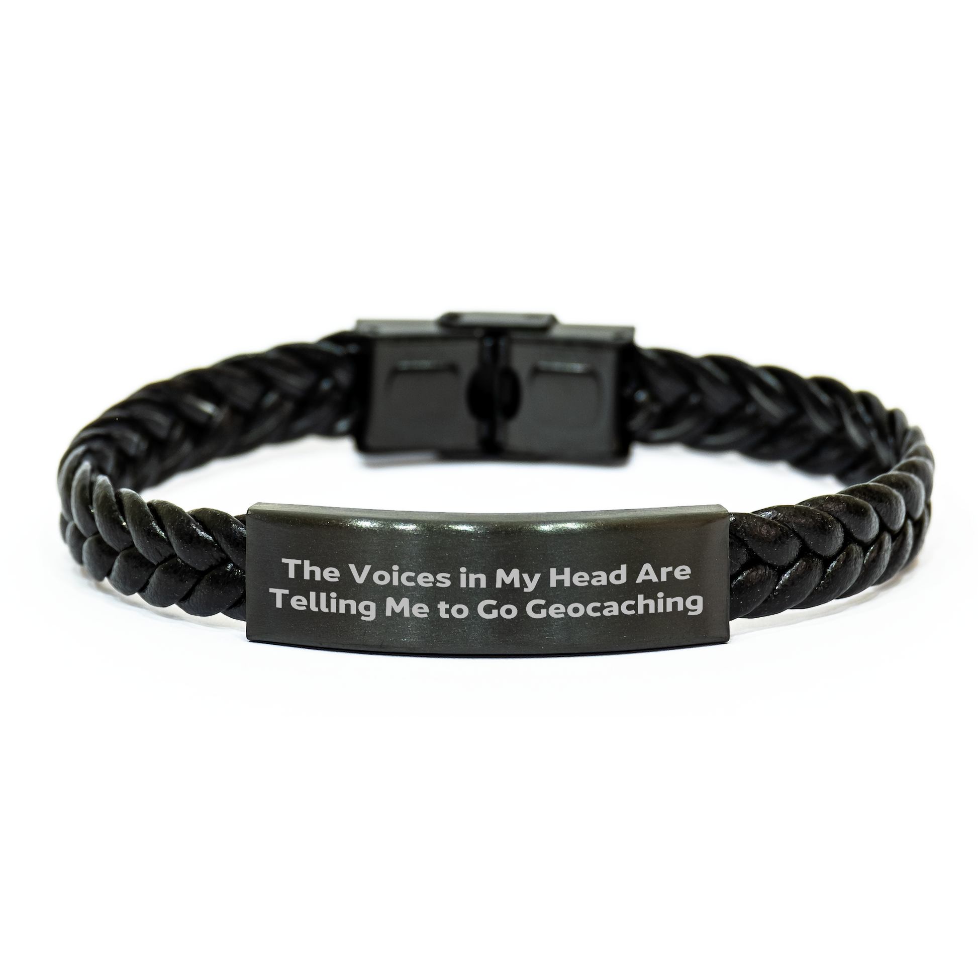 Geocaching Adventure Awaits, Funny Quote Interlaced Leather Bracelet, Gifts for Geocaching Men, Father's Day Unique Gifts from Family - Image 1