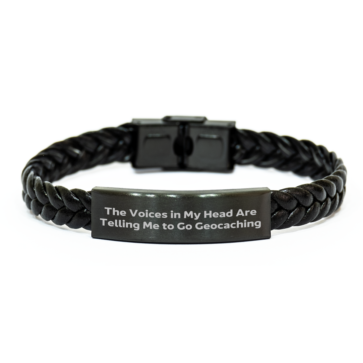 Geocaching Adventure Awaits, Funny Quote Interlaced Leather Bracelet, Gifts for Geocaching Men, Father's Day Unique Gifts from Family - Image 1