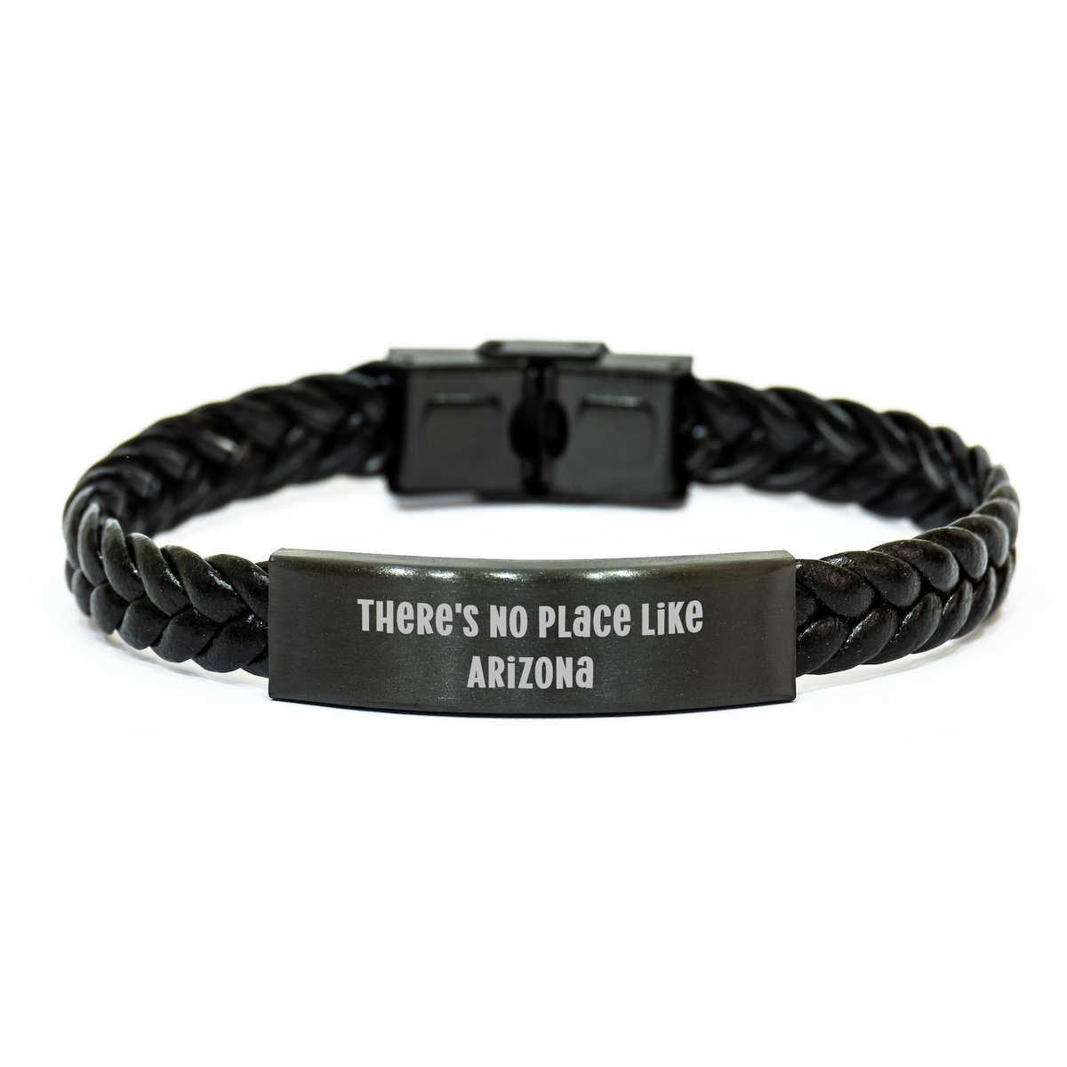 Arizona Enthusiast Gifts - Interlaced Leather Bracelet with Funny Quote 'There's No Place Like Arizona' from Friends, Family, or Coworkers for Father's Day - Image 1