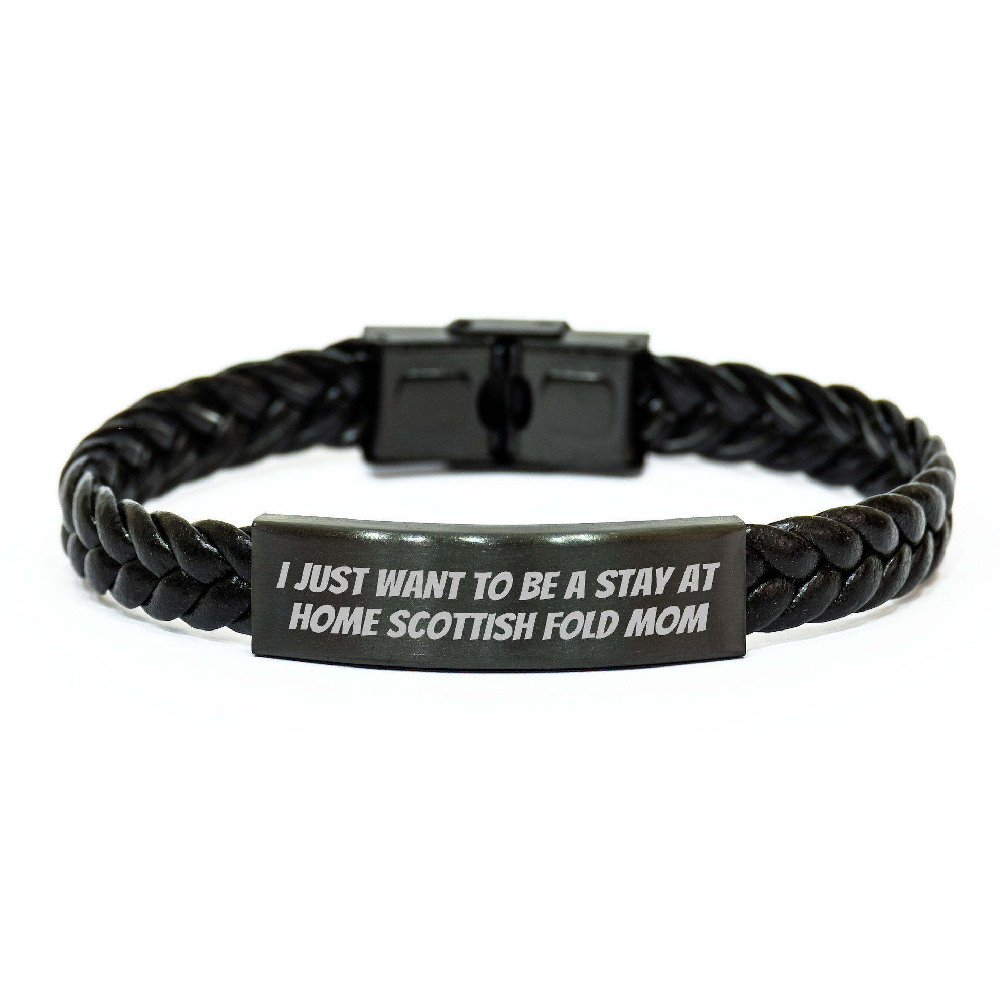 Gifts from Men for Scottish Fold Cat Lovers - Inspirational Interlaced Leather Bracelet, Funny Quote for Dad's Special Day - Father's Day Unique Gifts - Image 1