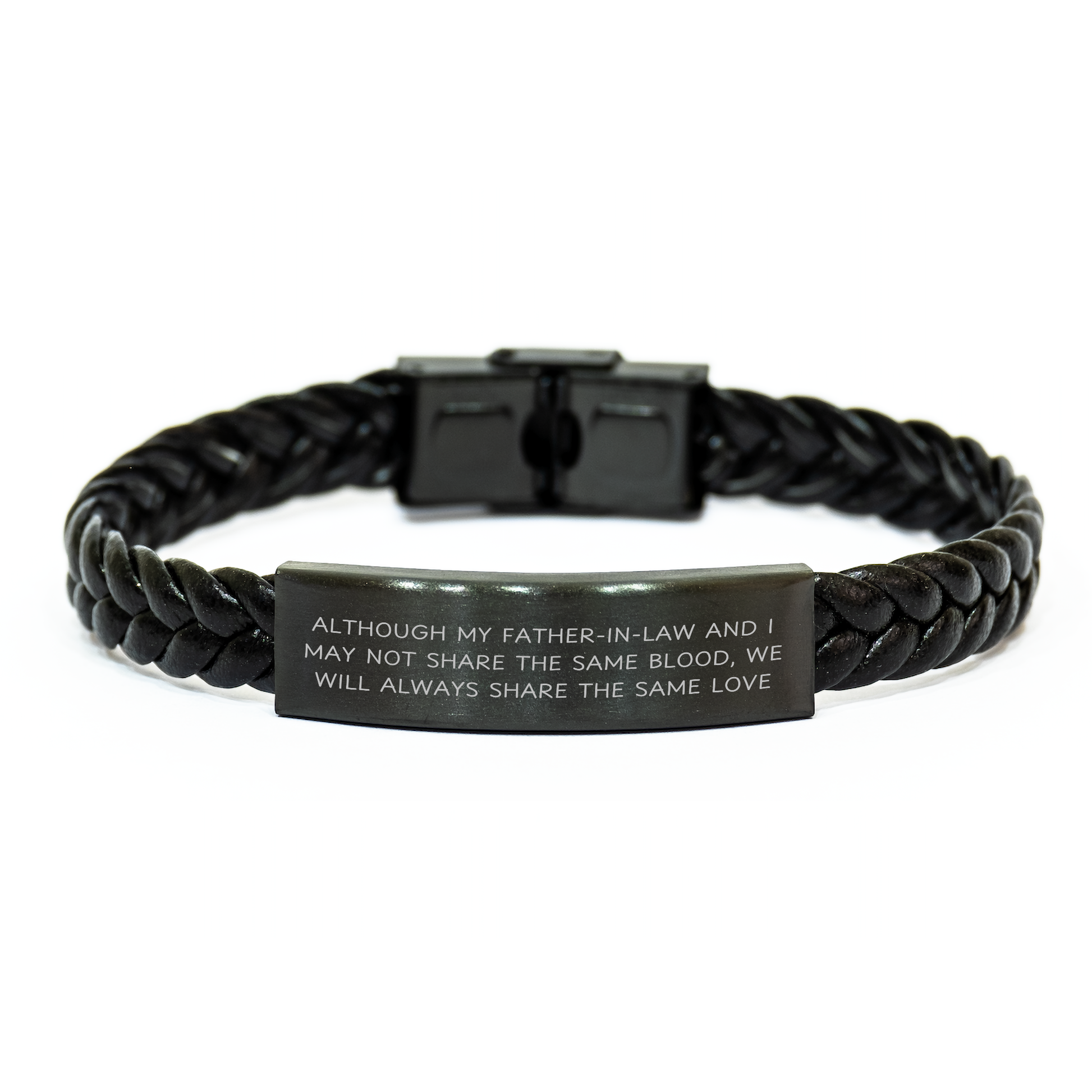 Inspirational Father-in-law Gifts for Men - Interlaced Leather Bracelet with Quote - Gifts from Men to Father-in-law for Father's Day - Image 1