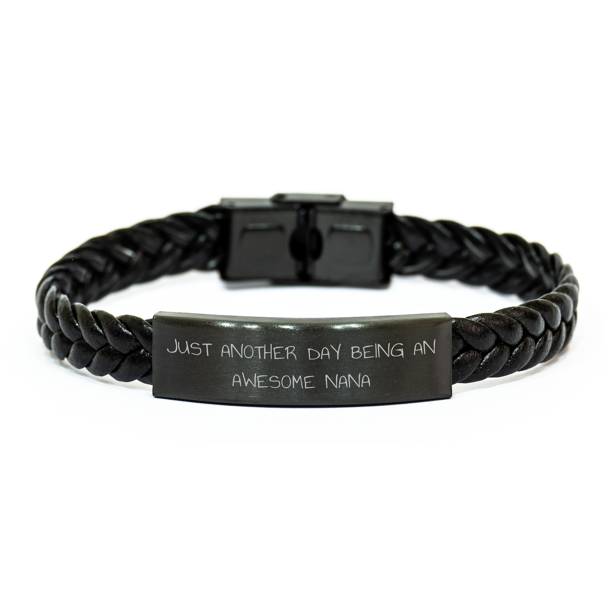 Gifts from Men to Awesome Nanas - Interlaced Leather Bracelet with Funny Quote - Father's Day Unique Gifts - Image 1