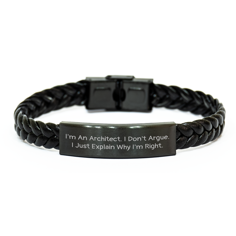 Architect Funny Quote Interlaced Leather Bracelet Gifts for Men from Friends, Unique Father's Day Presents - Image 1