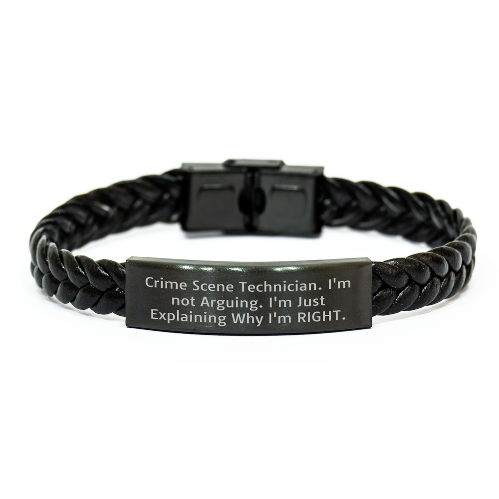Crime Scene Technician Gifts, Funny Quote Interlaced Leather Bracelets for Men, Gifts from Friends and Family, Unique Father's Day Unique Gifts for Him - Image 1
