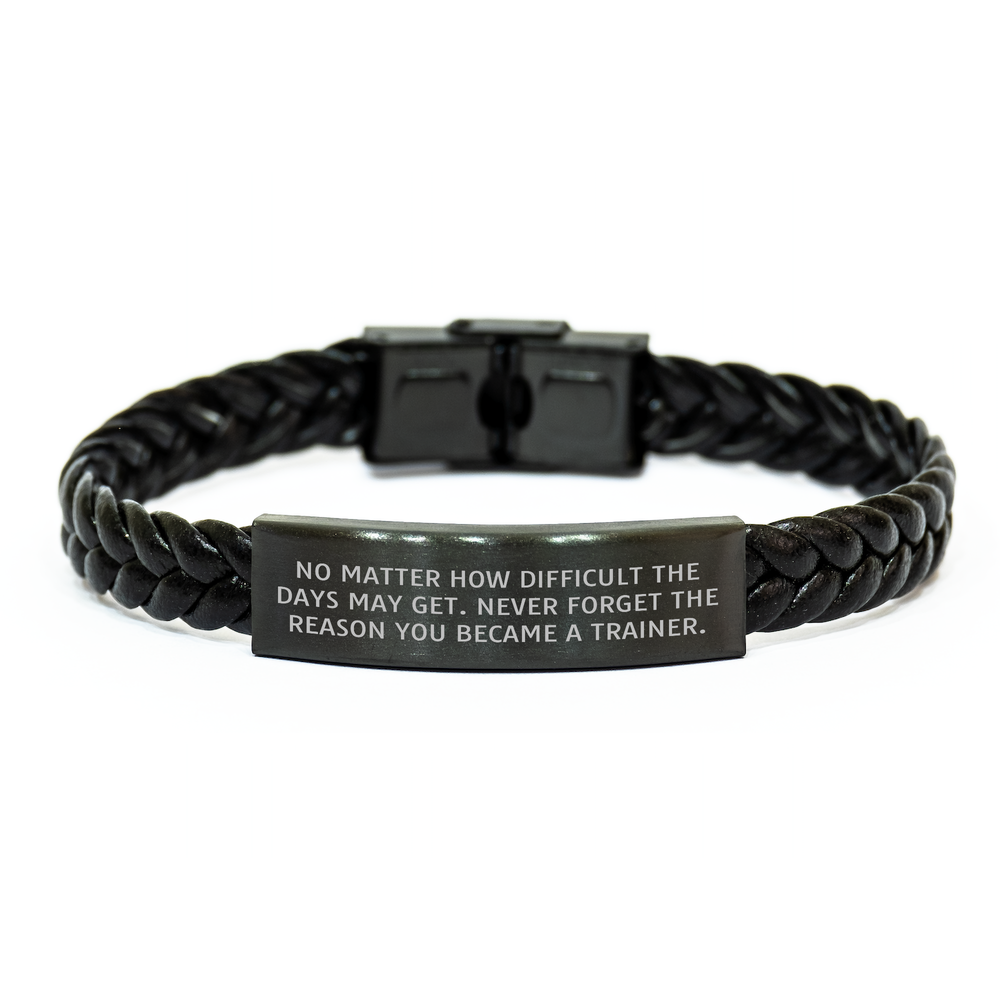 Inspirational Trainer Gifts from Men to Father's Day Unique Interlaced Leather Bracelets, Never Forget the Reason You Became a Trainer. - Image 1