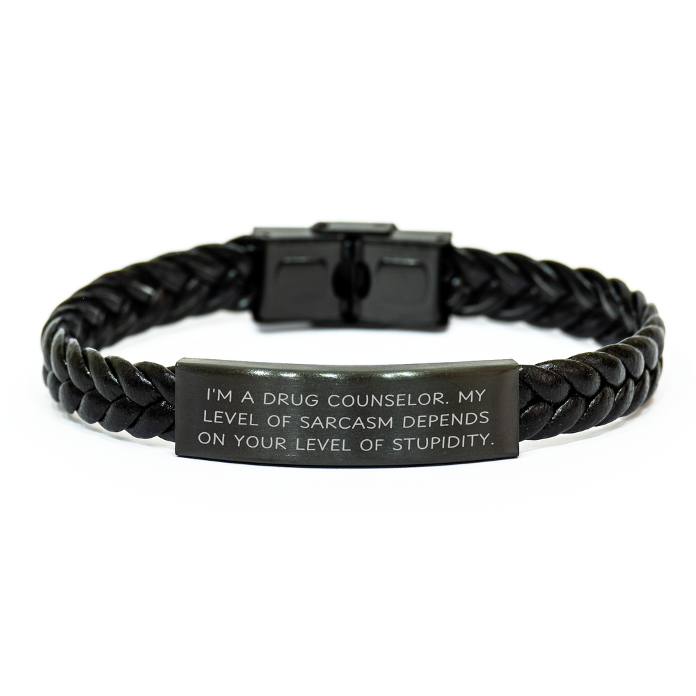 Gifts from Friends for Drug Counselor - Funny Interlaced Leather Bracelet, Mother's Day Unique Gifts - Image 1