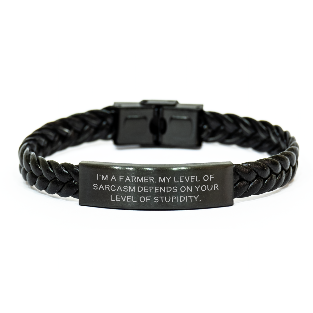 Farmer's Humor Interlaced Leather Bracelet Gifts from Friends to Farmer- Men, Funny Quote, Mother's Day Unique Gifts - Image 1