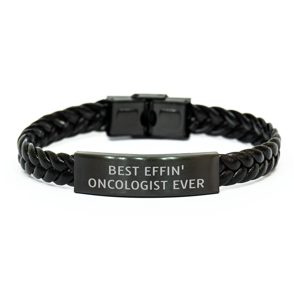 Oncologist Gifts from Men - Best Effin' Quote Interlaced Leather Bracelet for Oncologist Women, Mother's Day Unique Gifts for Family Friends - Image 1