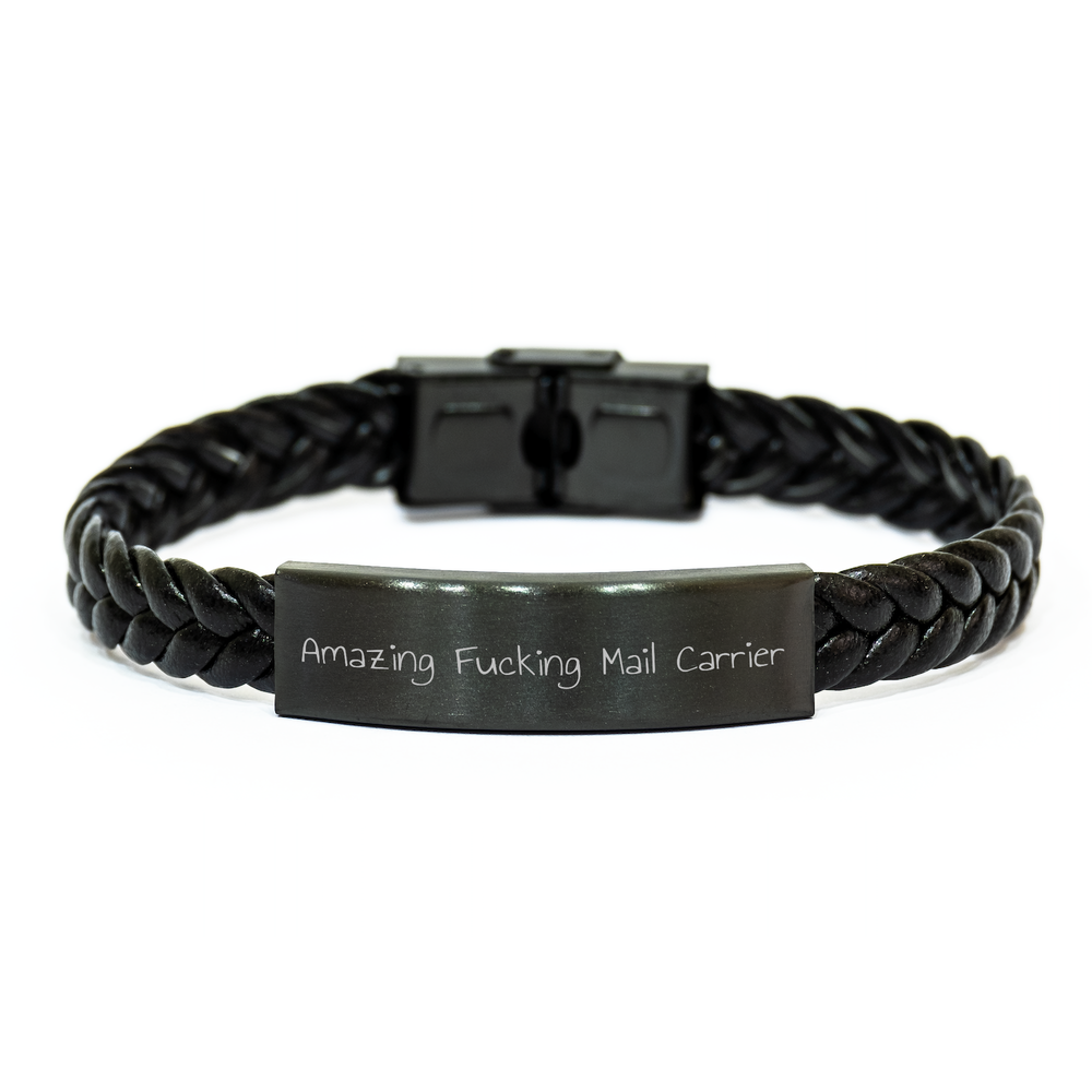 Funny Mail Carrier Gifts Amazing Interlaced Leather Wristband for Men from Family and Friends on Father's Day - Image 1
