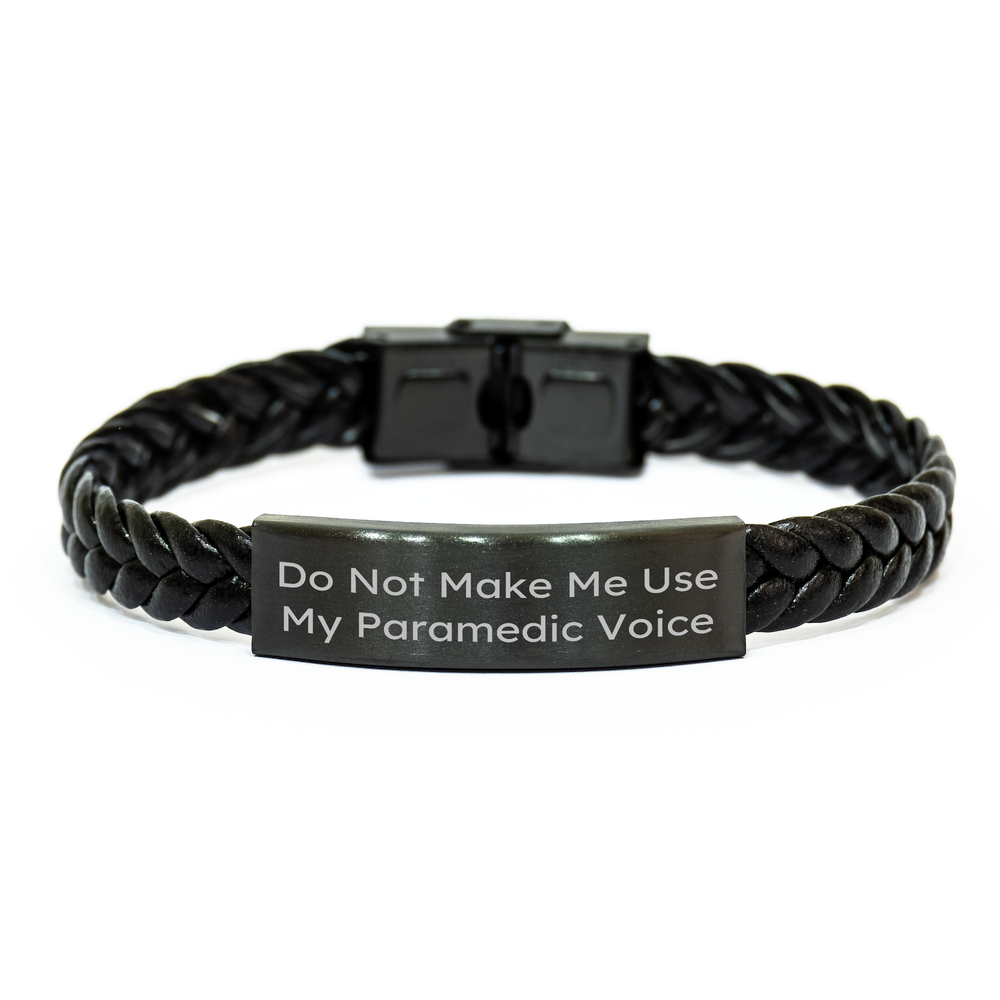 Funny Rescue Worker Gifts for Her - Interlaced Leather Bracelet with Quote 'Do Not Make Me Use My Rescue Worker Voice' - Mother's Day Unique Gifts from Friends - Image 1