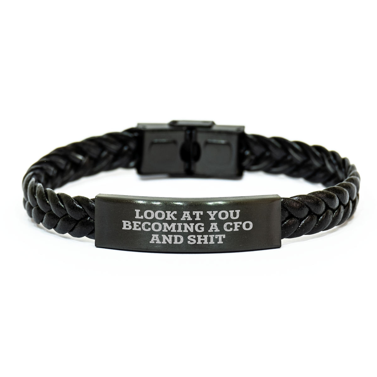 Funny CFO Gifts for Graduation, 'Look At You Becoming A CFO And Shit' Interlaced Leather Bracelet Gifts from Men to Friends, Coworkers, Family - Image 1