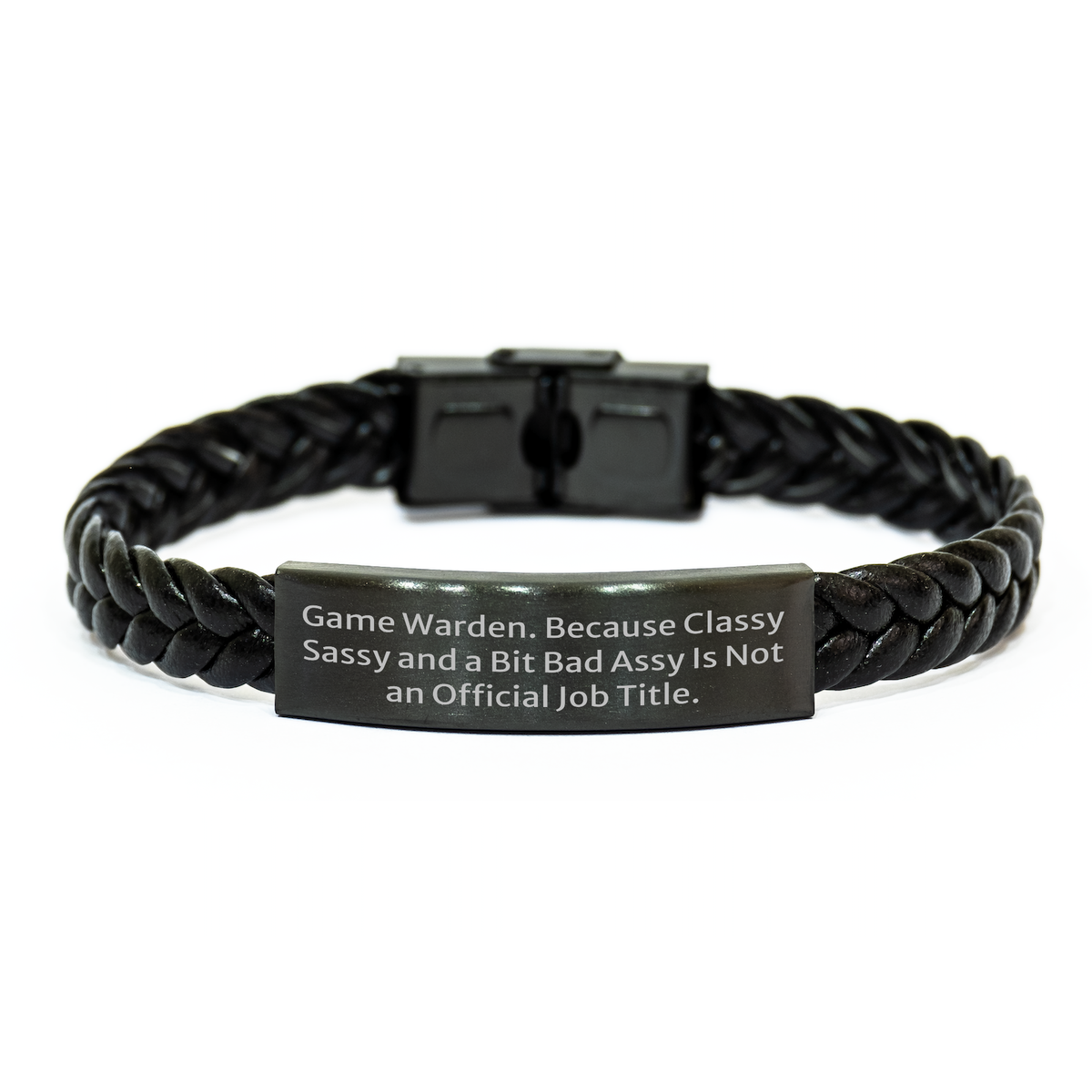 Game Warden Gifts, Interlaced Leather Bracelet, Funny Quote, Graduation Unique Gifts from Friends, Gifts for Game Warden - Image 1