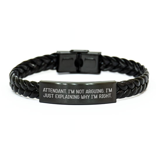 Funny Attendant Gifts from Men, Unique Interlaced Leather Braclet for Attendants, Inspirational Quote, Graduation Unique Gifts - Image 1