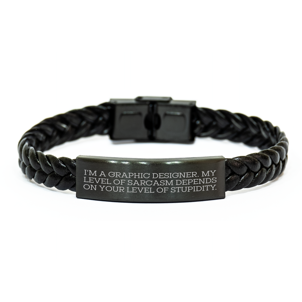 Funny Graphic Designer Humor Interlaced Leather Bracelet Gifts from Men to Graphic Designer on Mother's Day - Image 1