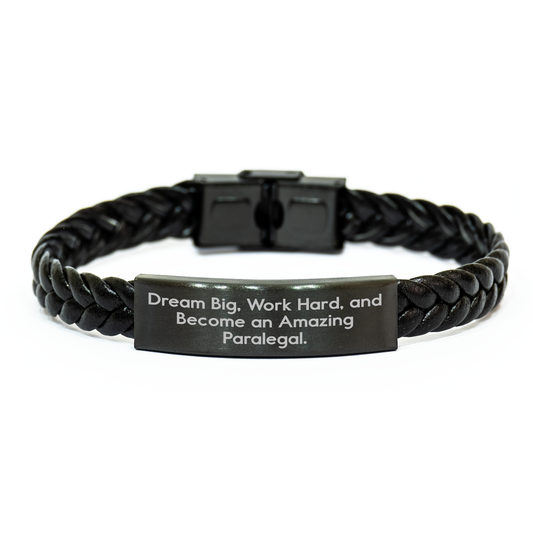 Paralegal Inspiration Gifts from Family, Gifts for Her, Interlaced Leather Bracelet, Dream Big Quote, Unique Mother's Day Unique Gift - Image 1