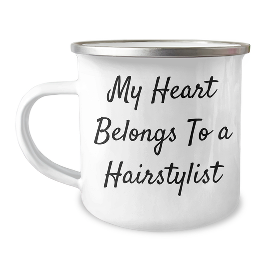 Hairstylist Gifts from Friends and Family, 'My Heart Belongs To A Hairstylist', Funny Camping Mug for Dad, Funny Father's Day Unique Gifts - Image 1