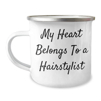Load image into Gallery viewer, Hairstylist Gifts from Friends and Family, &#39;My Heart Belongs To A Hairstylist&#39;, Funny Camping Mug for Dad, Funny Father&#39;s Day Unique Gifts - Image 1
