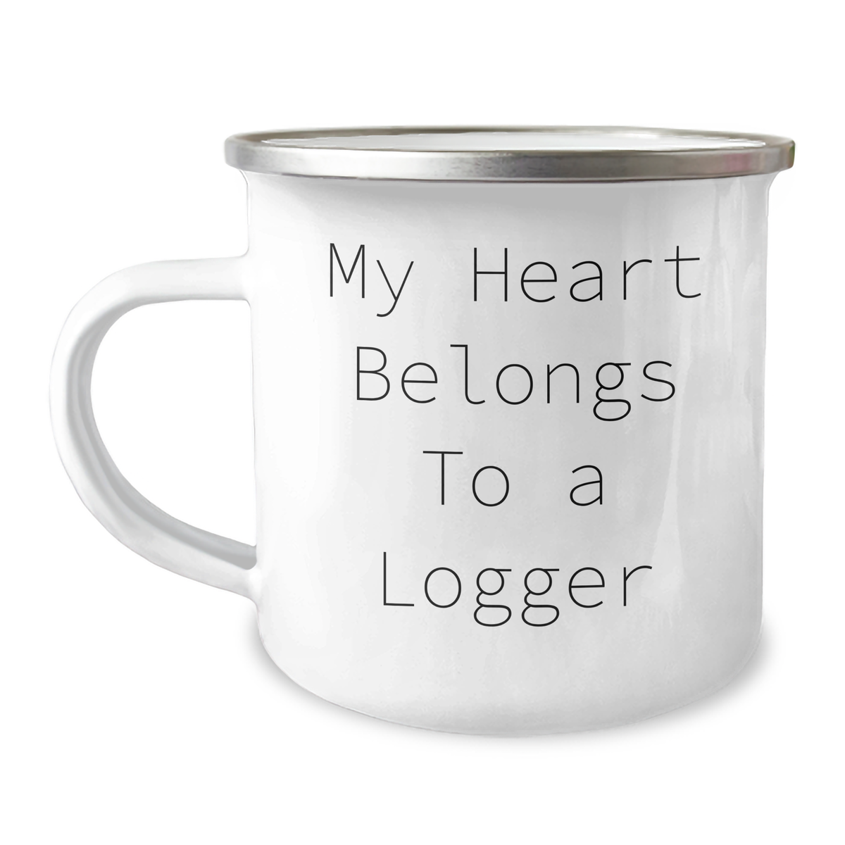 Funny Logger Gifts for Her - 'My Heart Belongs To A Logger' 12 oz Camping Mug, Gifts from Family for Mother's Day - Image 1