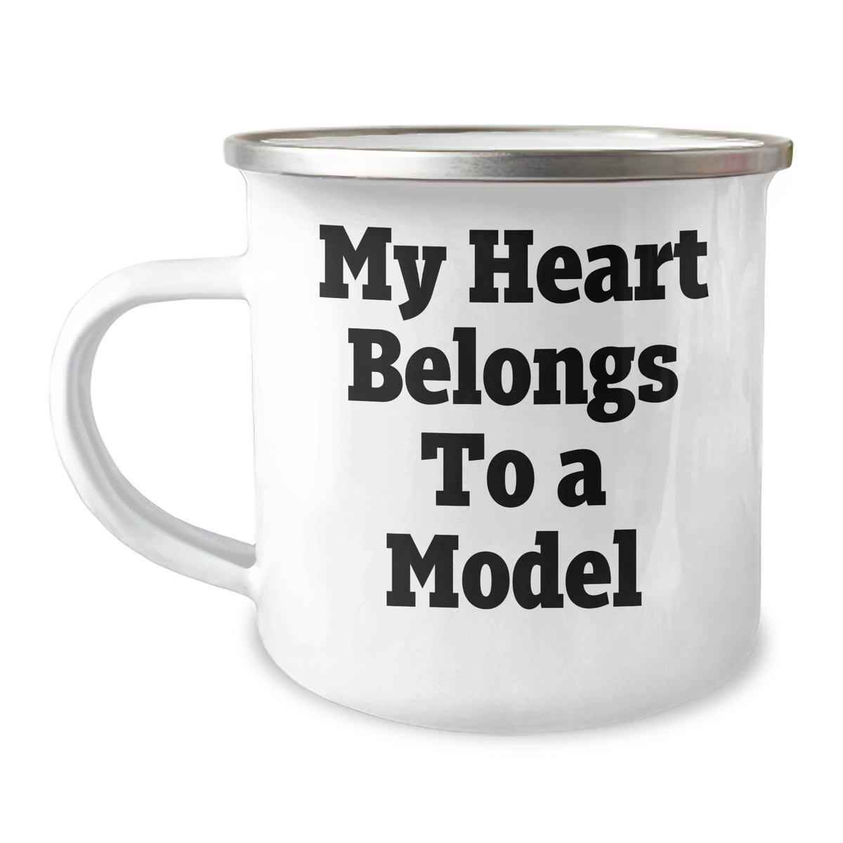 Funny Model Gifts from Friends, Unique Camping Mug for Mother's Day, 'My Heart Belongs To A Model' - Image 1
