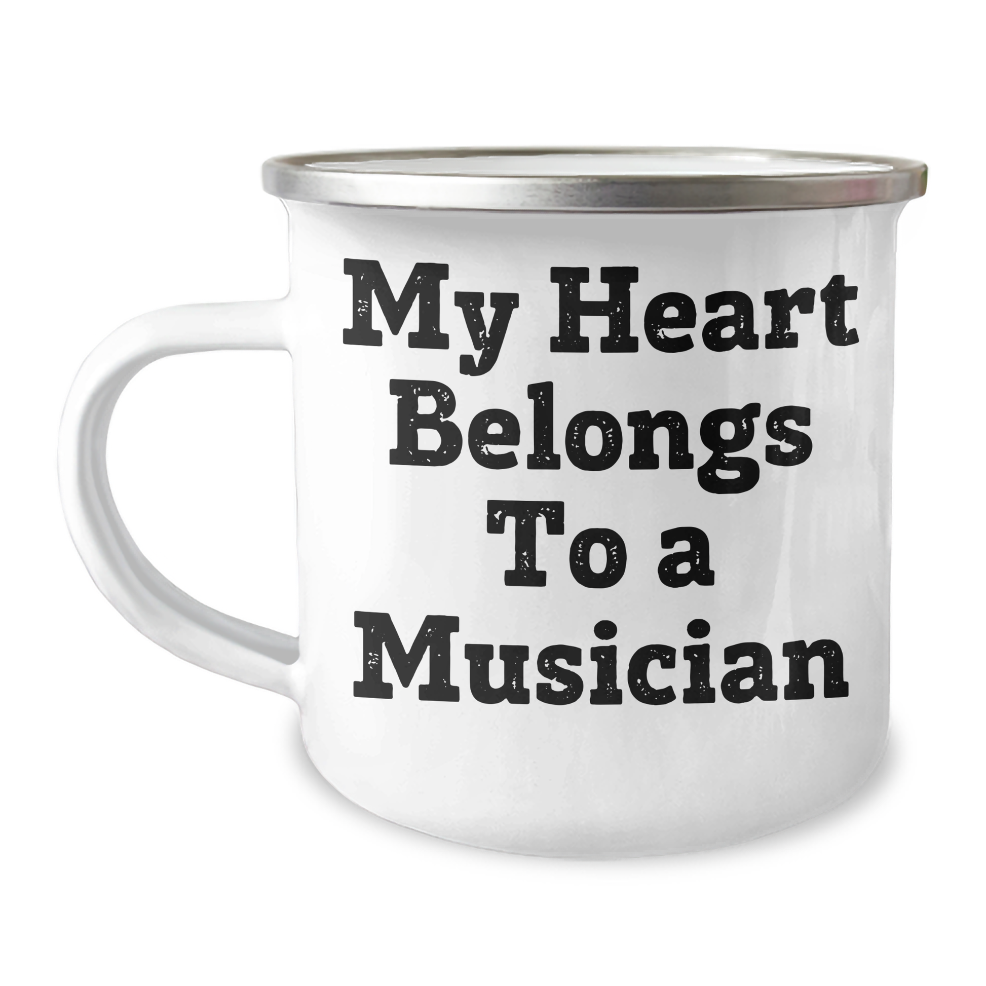 Funny Musician Gifts from Mom - 'My Heart Belongs To A Musician' Camping Mug for Mother's Day - Image 1