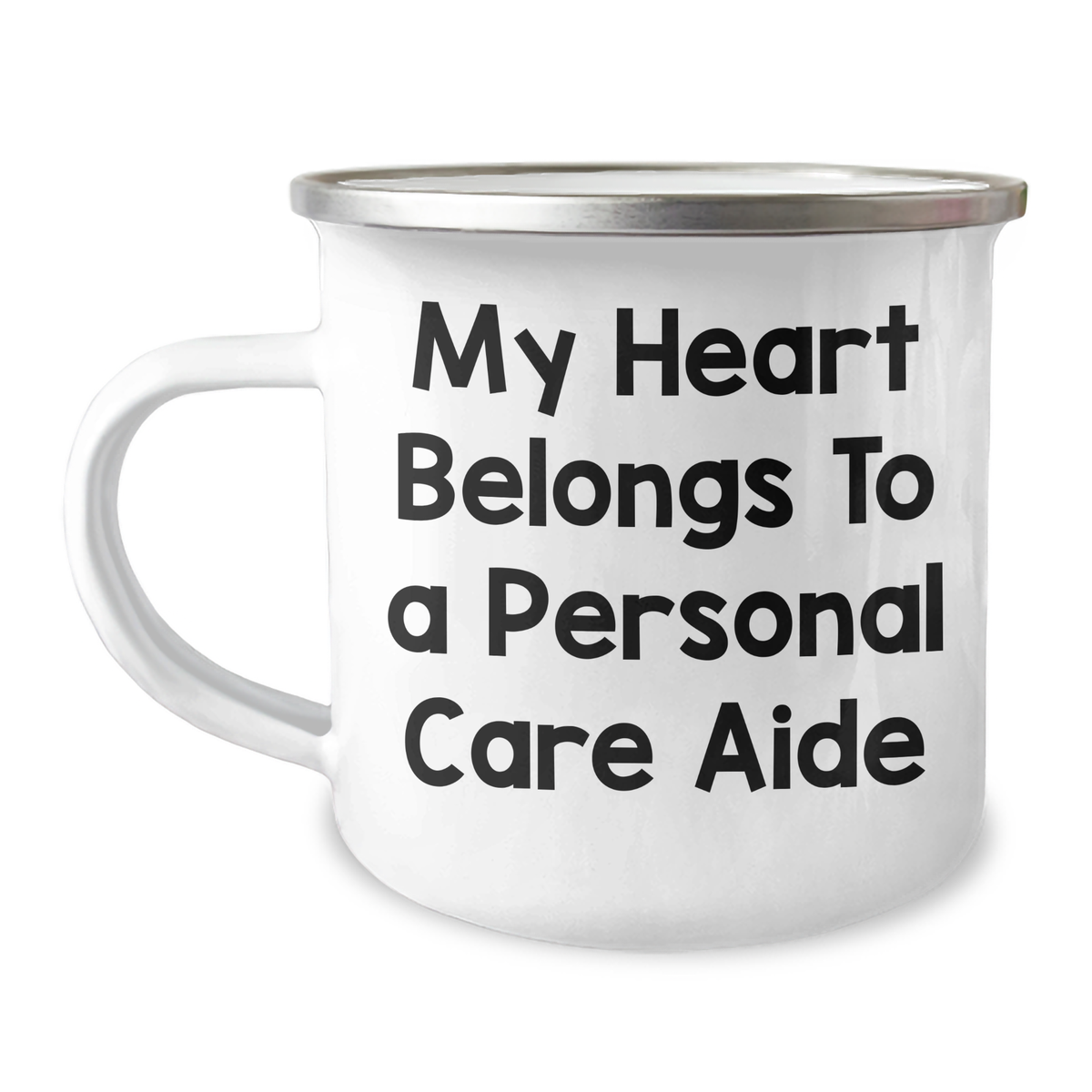 Funny Personal Care Aide Gifts from Men to Personal Care Aide on Father's Day - 'My Heart Belongs To A Personal Care Aide' Camping Mug - Image 1