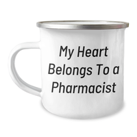 Load image into Gallery viewer, Funny Quotes For Pharmacist Gifts - 'My Heart Belongs To A Pharmacist' Camping Mug For Men From Family, Unique Father's Day Unique Gifts For Him - Image 1
