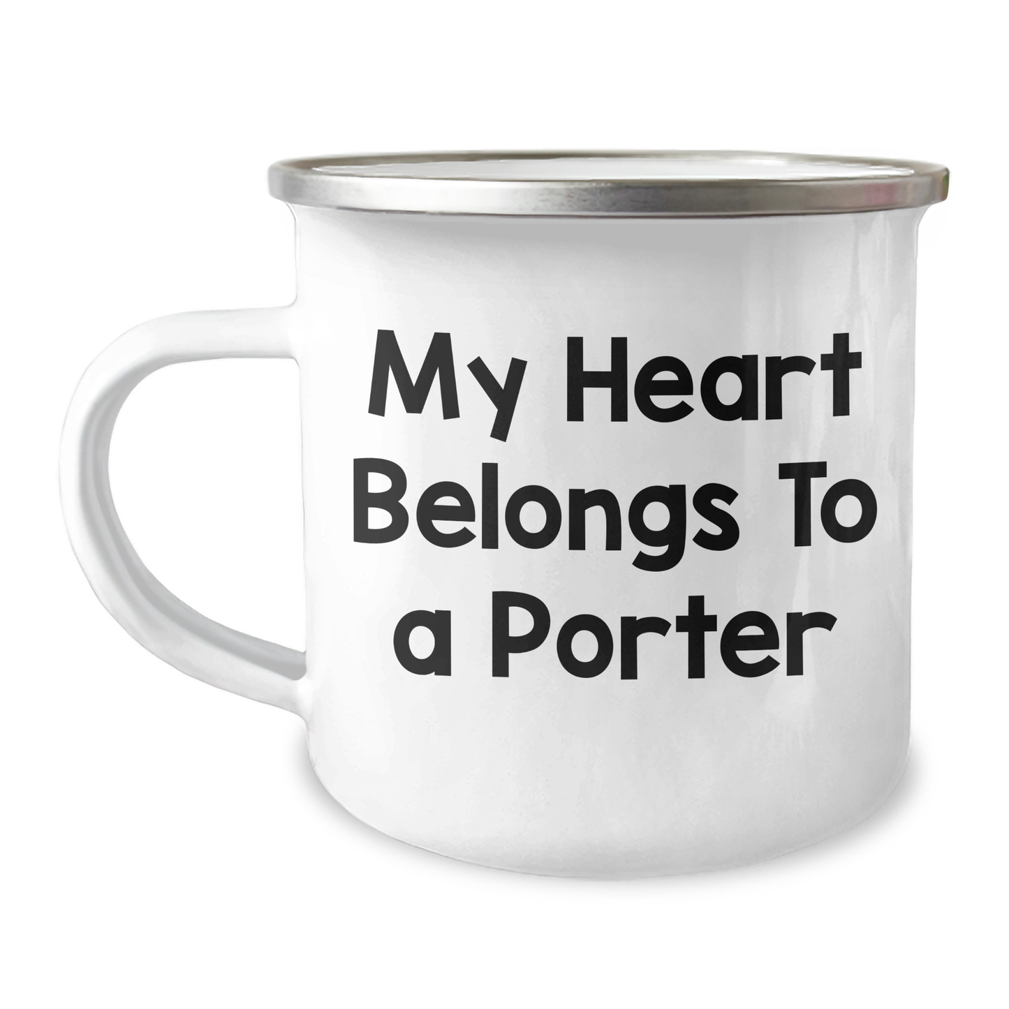 Porter Lovers' Funny Camping Mug, Gifts from Family for Porter, My Heart Belongs To A Porter, Father's Day Unique Gifts - Image 1