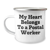 Load image into Gallery viewer, Funny Postal Worker Gifts from Friends to Men - My Heart Belongs To A Postal Worker Camping Mug, Perfect for Father&#39;s Day - Image 1
