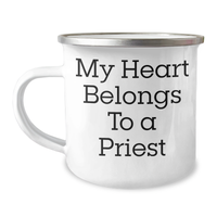 Load image into Gallery viewer, Funny Priest Gifts, Camping Mug &#39;My Heart Belongs To A Priest&#39; for Father&#39;s Day Unique Gifts from Friends to Priest Men - Image 1
