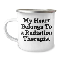 Load image into Gallery viewer, Funny Radiation Therapist Gifts from Friends and Family - My Heart Belongs To A Radiation Therapist Quote, Camping Mug for Radiation Therapist, Father&#39;s Day Unique Gifts - Image 1
