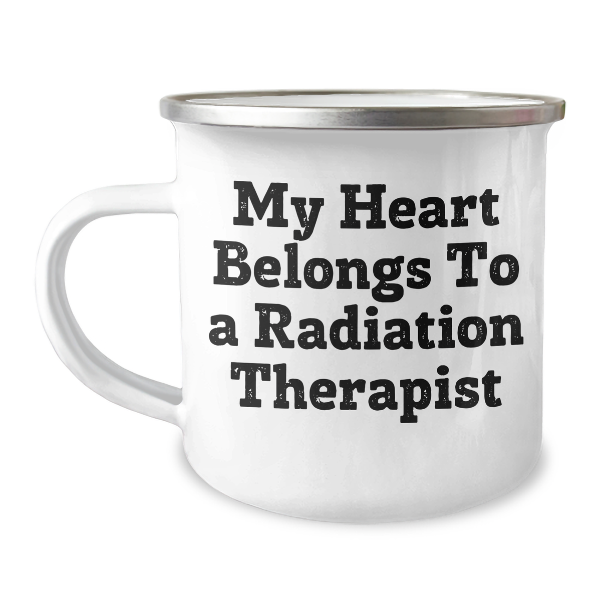 Funny Radiation Therapist Gifts from Friends and Family - My Heart Belongs To A Radiation Therapist Quote, Camping Mug for Radiation Therapist, Father's Day Unique Gifts - Image 1