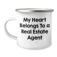 Load image into Gallery viewer, Funny Real Estate Agent Gifts from Friends - My Heart Belongs To A Real Estate Agent Camping Mug for Real Estate Agent, Father&#39;s Day Unique Gifts for Men, Gifts from Family - Image 1
